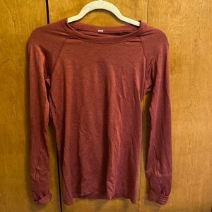 Deep red Lulu lemon Swiftly Tech long sleeve 2.0